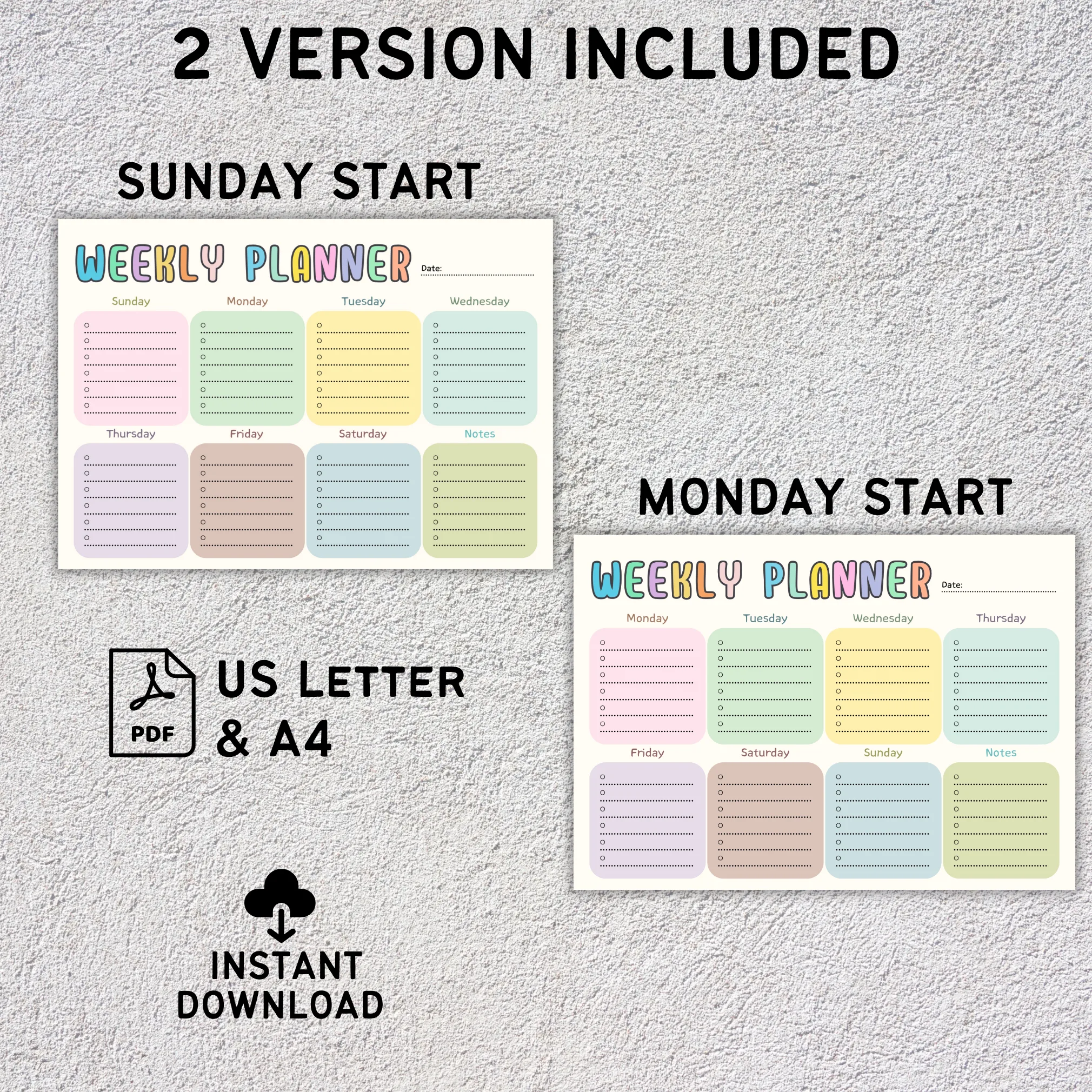 Colorful Weekly Planner, Printable, Digital for Better Organization - Image 2
