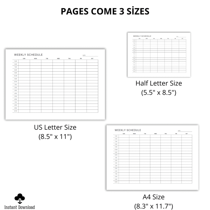 Hourly Weekly Schedule, Printable Weekly Planner - Image 4