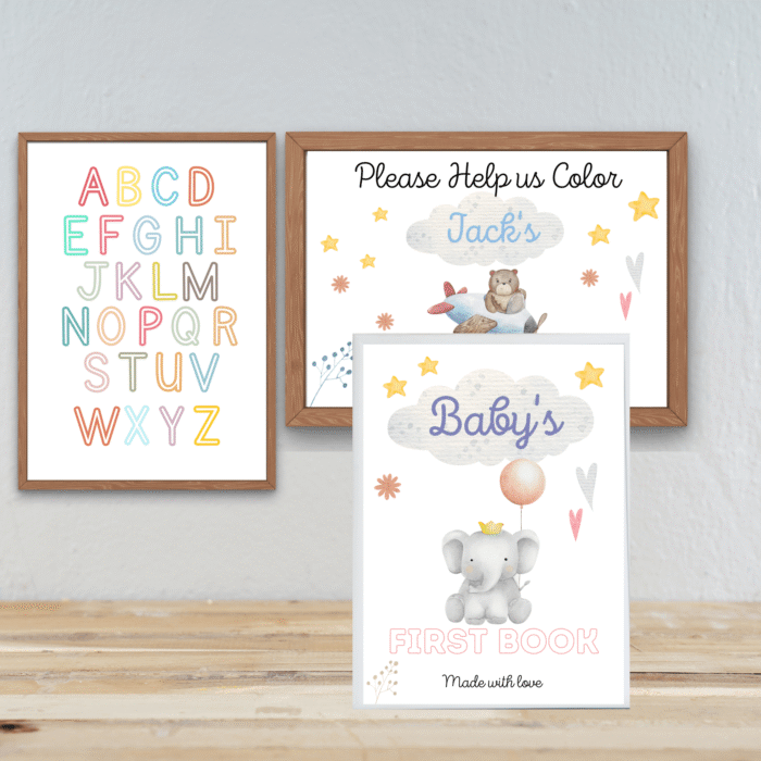 Printable ABC Book for Baby Shower ? 56 Pages A to Z Coloring & Writing Activity - Image 9