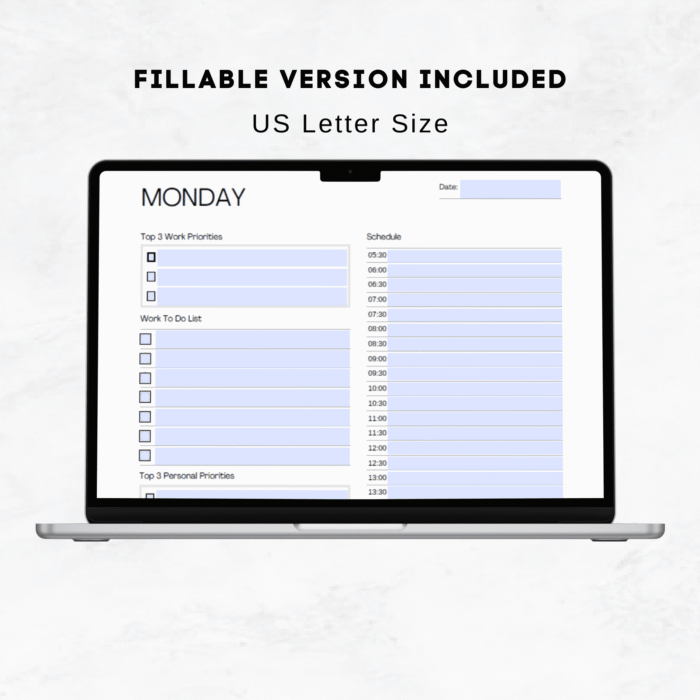 Work From Home Planner, Printable Daily Planner - Image 5
