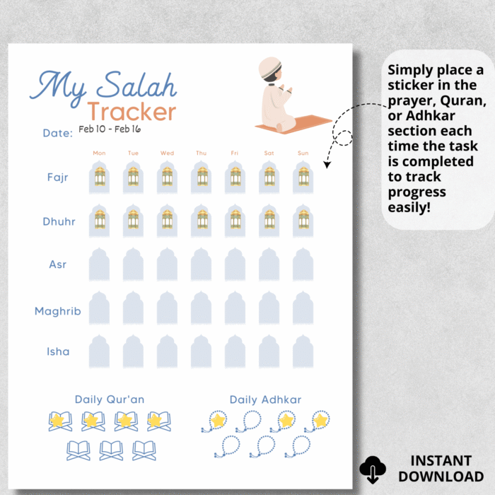 Prayer Chart for Kids, Salah Tracker - Image 3