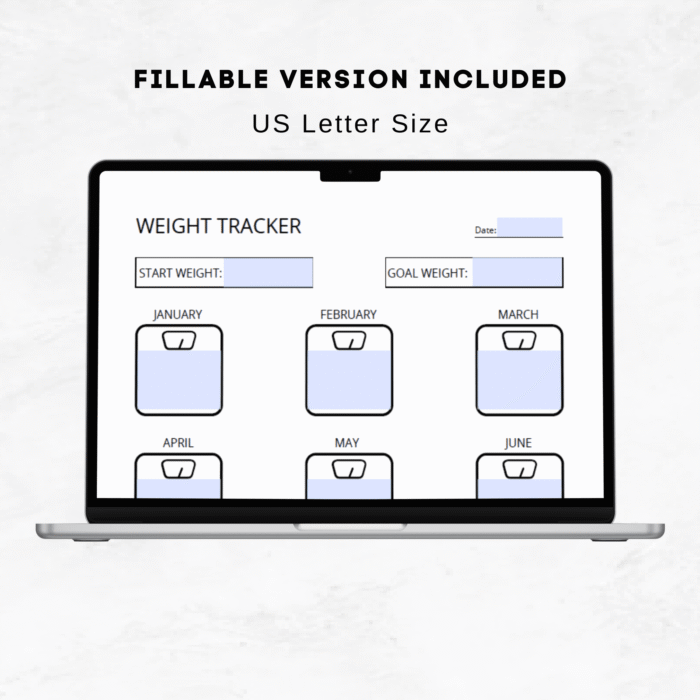 Yearly Weight Tracker Printable, Weight Loss Planner - Image 3