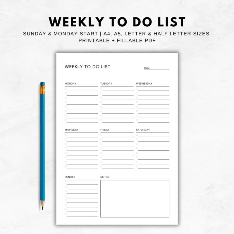 Weekly To Do List Printable