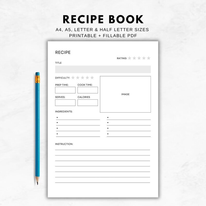 Printable Recipe Book Template