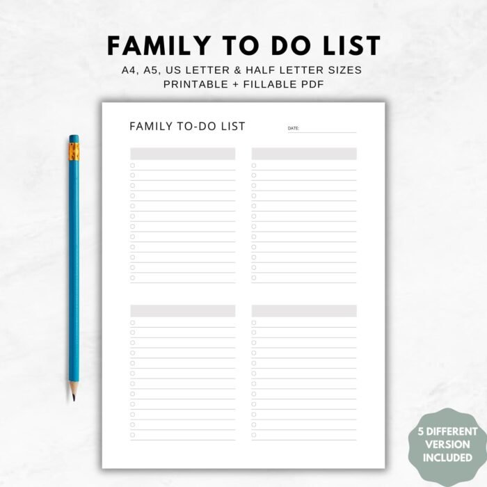 Family To Do List Printable