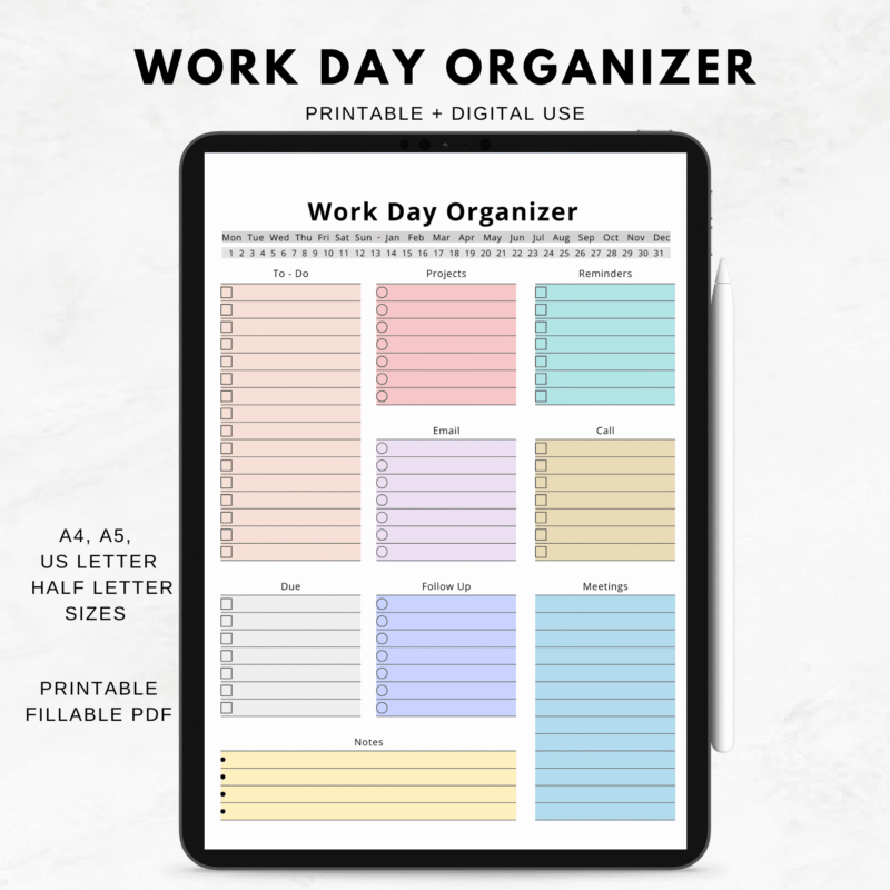 Work Day Organizer Printable