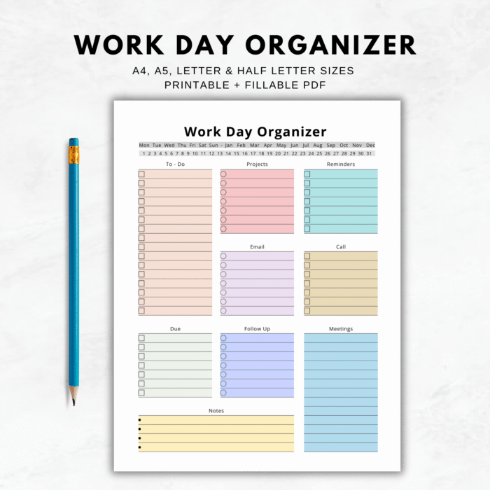 Work Day Organizer Printable, Work Planner - Image 2
