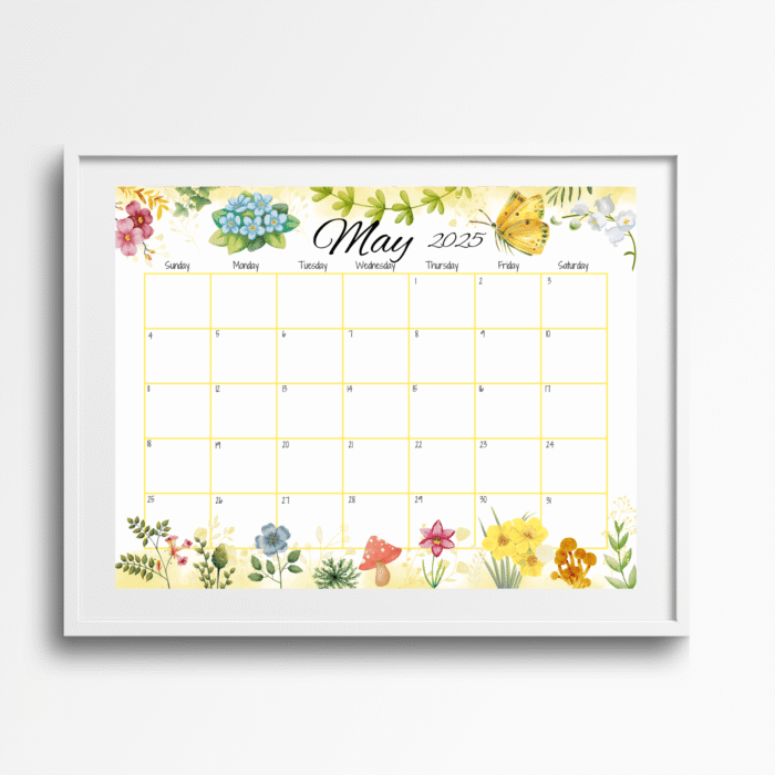 Spring Garden Theme May 2025 Calendar ? Floral, Printable - Image 7