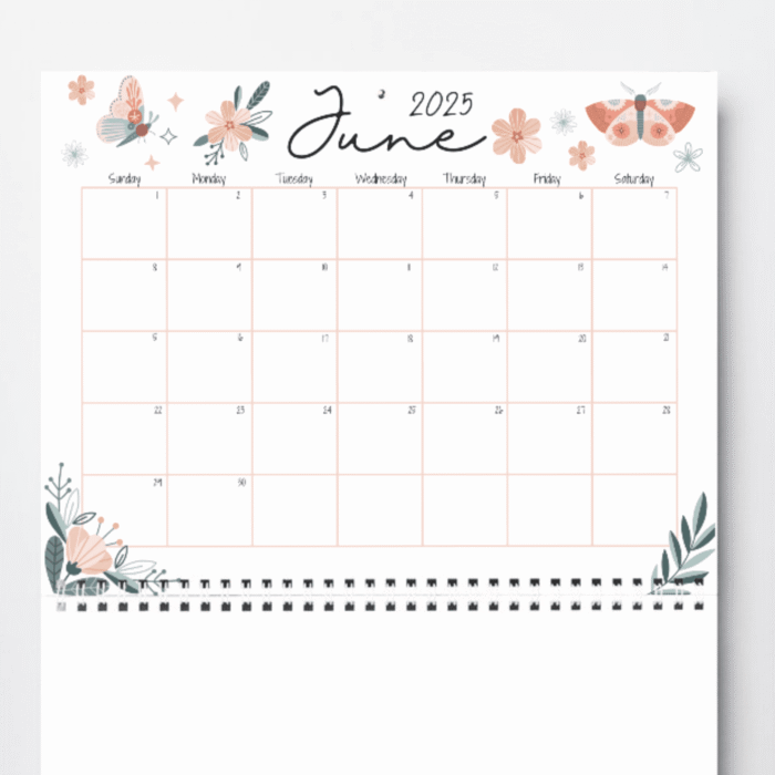 Boho Theme Printable June 2025 Calendar - Image 3