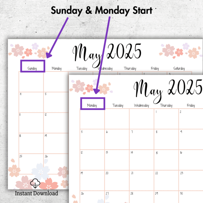 Printable May 2025 Calendar ? Sakura Blossom Theme - Image 2