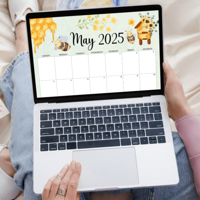 May 2025 Calendar with Cute Beehive & Sunflower Theme, Printable - Image 6