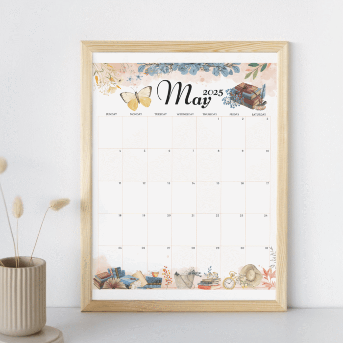 Printable May 2025 Calendar ? Vintage Books - Image 4