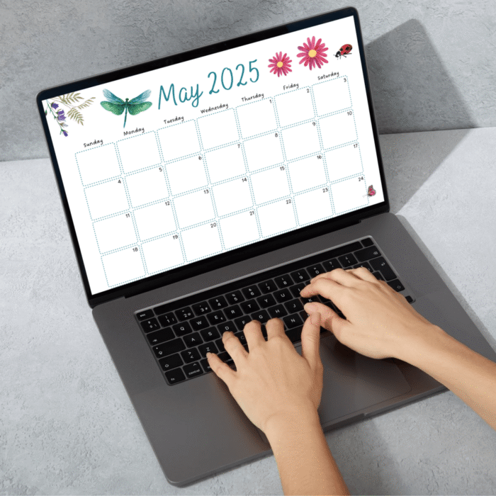 Printable May 2025 Calendar with Dragonfly & Wildflower Theme - Image 4