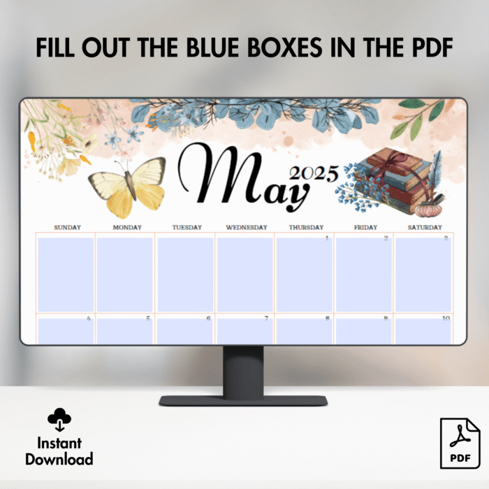 Printable May 2025 Calendar ? Vintage Books - Image 5
