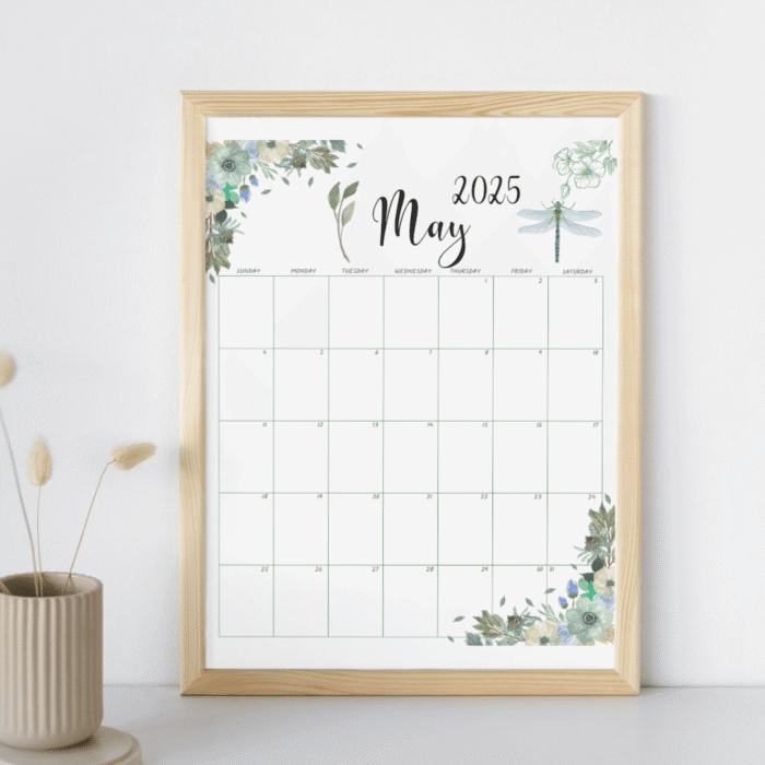 May 2025 Calendar with Botanical Greenery, Printable - Image 4