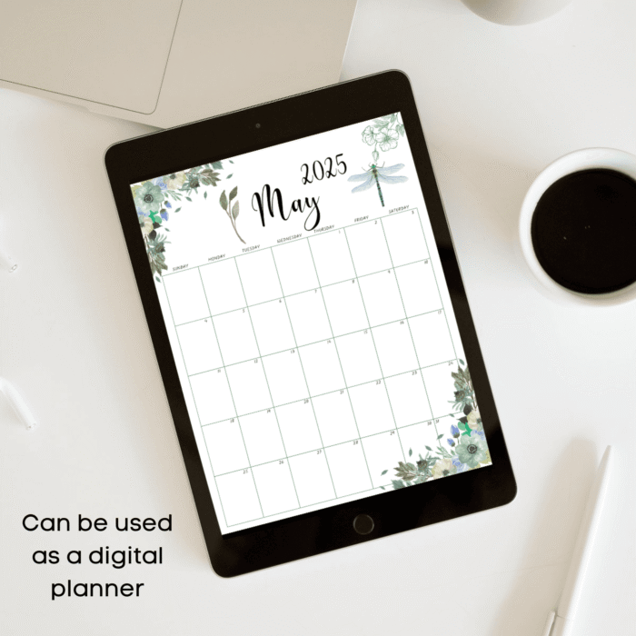 May 2025 Calendar with Botanical Greenery, Printable - Image 3