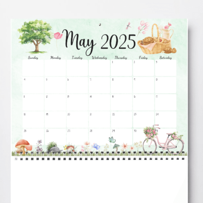Nature Theme May 2025 Calendar ? Spring Picnic, Printable - Image 3