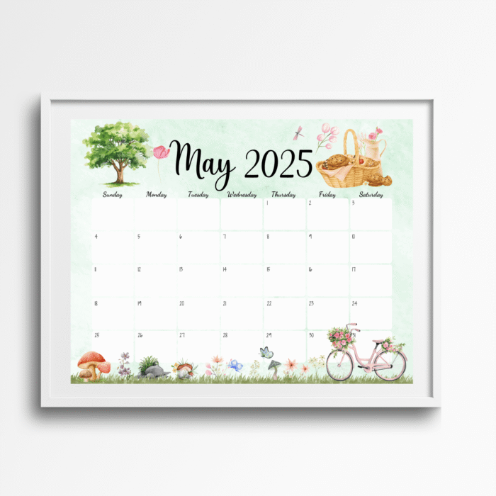 Nature Theme May 2025 Calendar ? Spring Picnic, Printable - Image 6