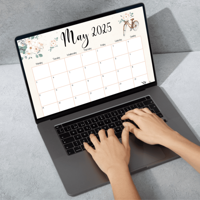 Soft Floral Theme May 2025 Calendar ? Vintage Bicycle, Printable - Image 4