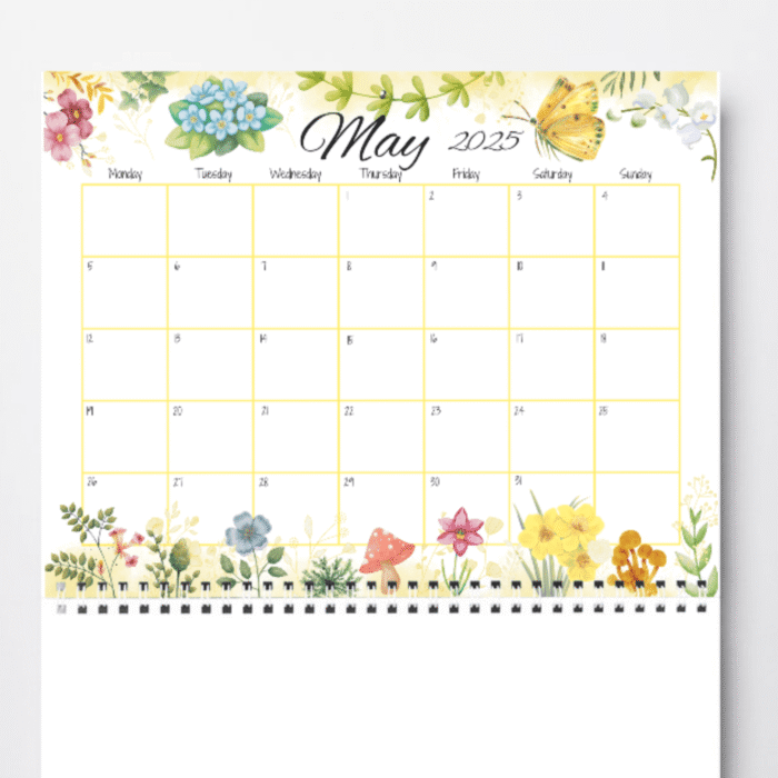 Spring Garden Theme May 2025 Calendar ? Floral, Printable - Image 4