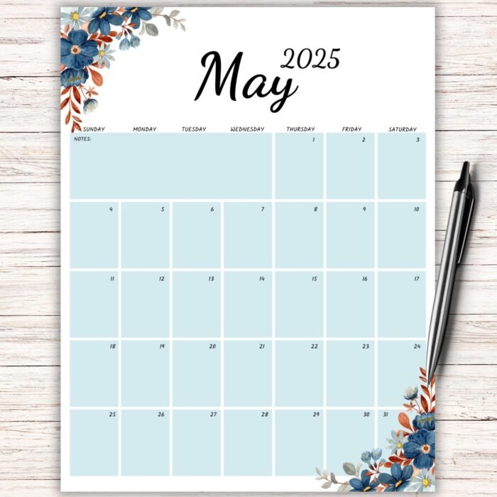 Printable May Calendar 2025