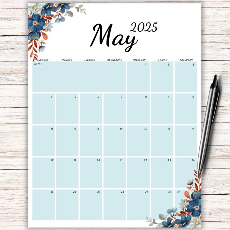 Printable May Calendar 2025