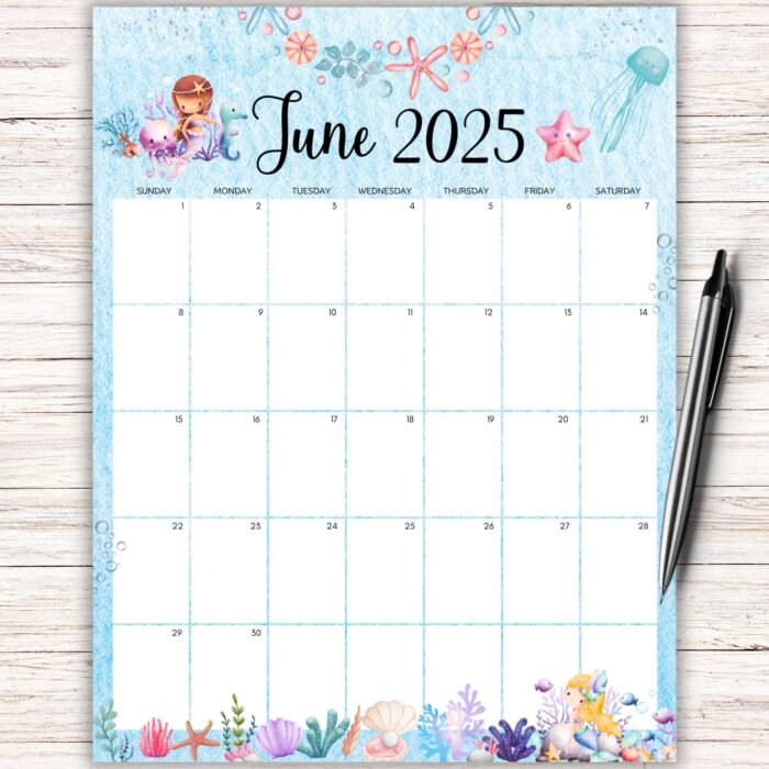 Under the Sea Theme June Calendar