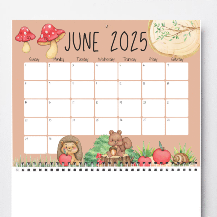 June 2025 Woodland Animals Calendar ? Forest Theme - Image 7