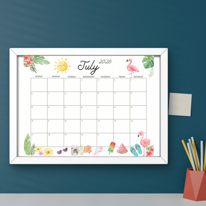 July 2025 Summer Flamingo Calendar PDF ? Cute Tropical Printable Planner - Image 6