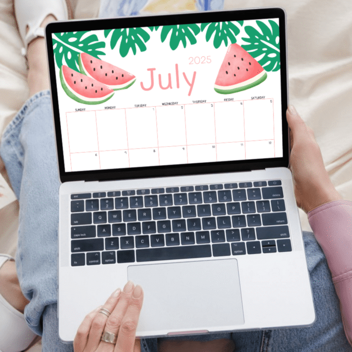 Watermelon July 2025 Printable Calendar ? Fillable PDF, US Letter, Instant Download - Image 5