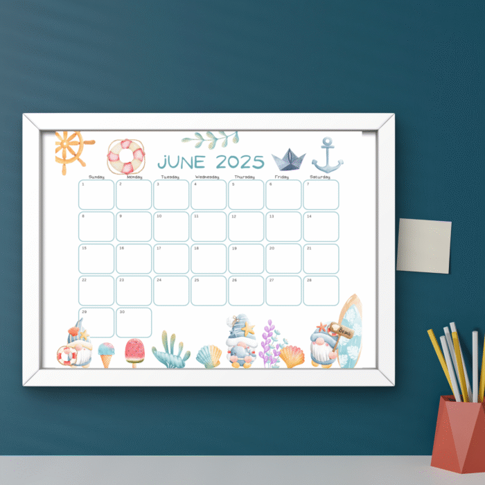 June 2025 Nautical-Themed Calendar, Printable - Image 6