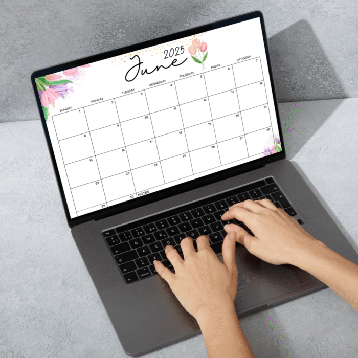 June 2025 Tulip Floral Printable Calendar ? Fillable PDF - Image 4