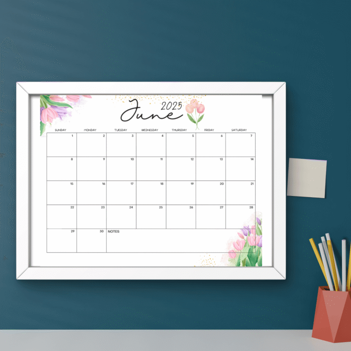 June 2025 Tulip Floral Printable Calendar ? Fillable PDF - Image 6