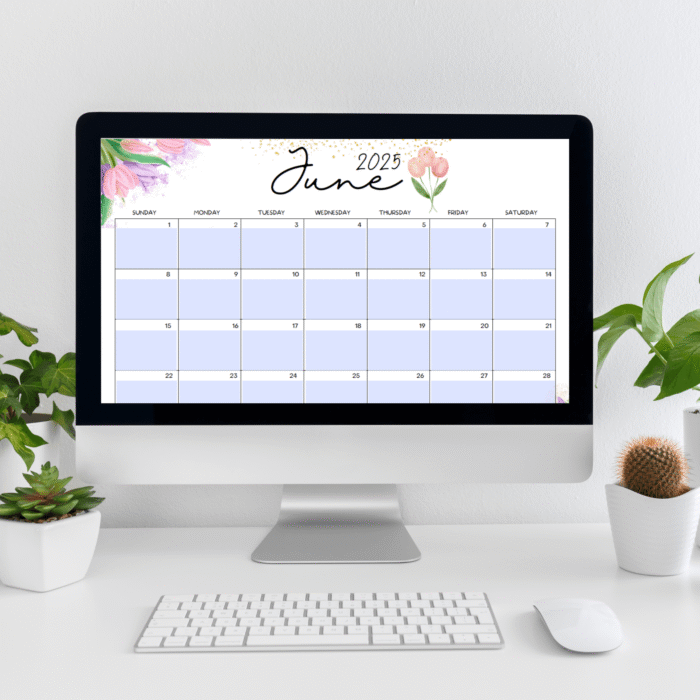 June 2025 Tulip Floral Printable Calendar ? Fillable PDF - Image 5
