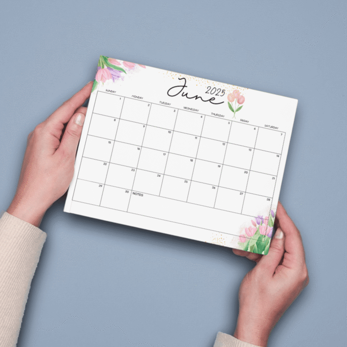 June 2025 Tulip Floral Printable Calendar ? Fillable PDF - Image 7