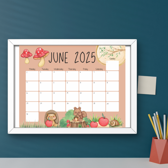 June 2025 Woodland Animals Calendar ? Forest Theme - Image 6