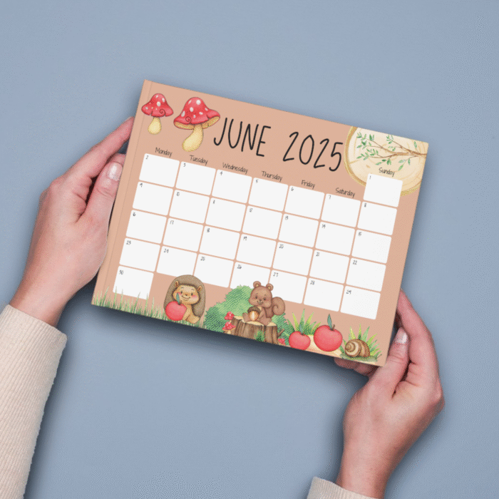 June 2025 Woodland Animals Calendar ? Forest Theme - Image 3