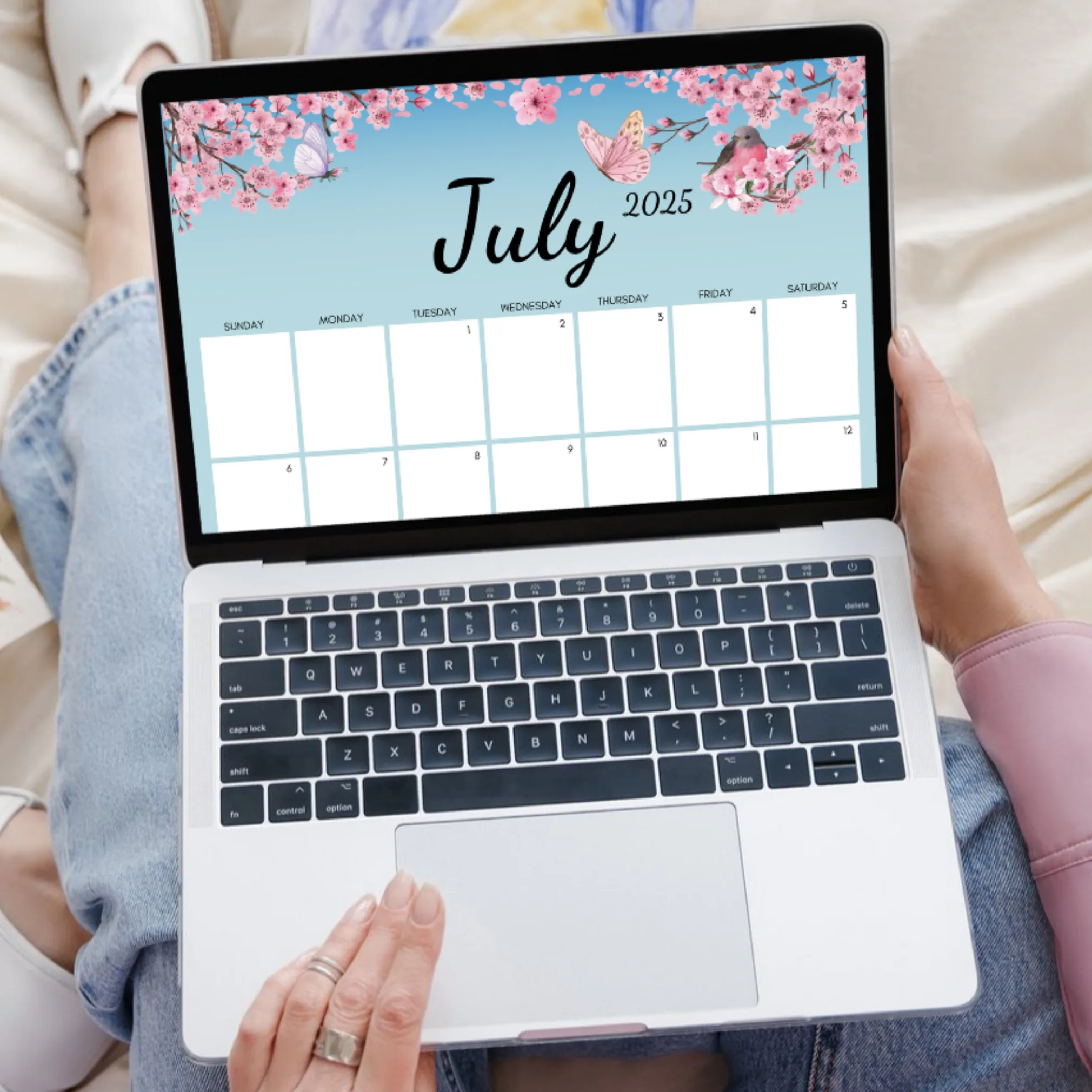 Blossom July 2025 Printable Calendar ? US Letter, Fillable, Sunday & Monday Start - Image 5