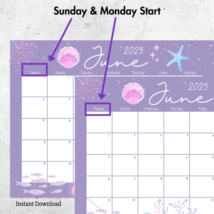 June 2025 Mermaid Calendar ? Under the Sea Theme - Image 2