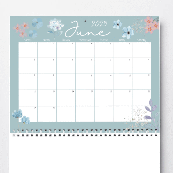 June 2025 Pastel Floral Printable Calendar ? Fillable PDF - Image 3