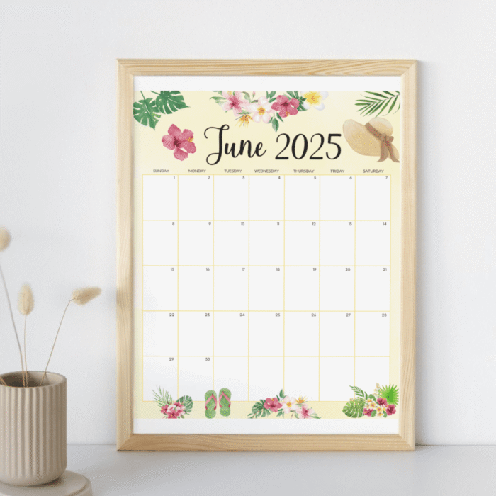 June 2025 Tropical Printable Calendar - Image 6