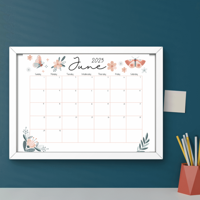 June 2025 Pastel Floral Printable Calendar ? Fillable PDF - Image 6