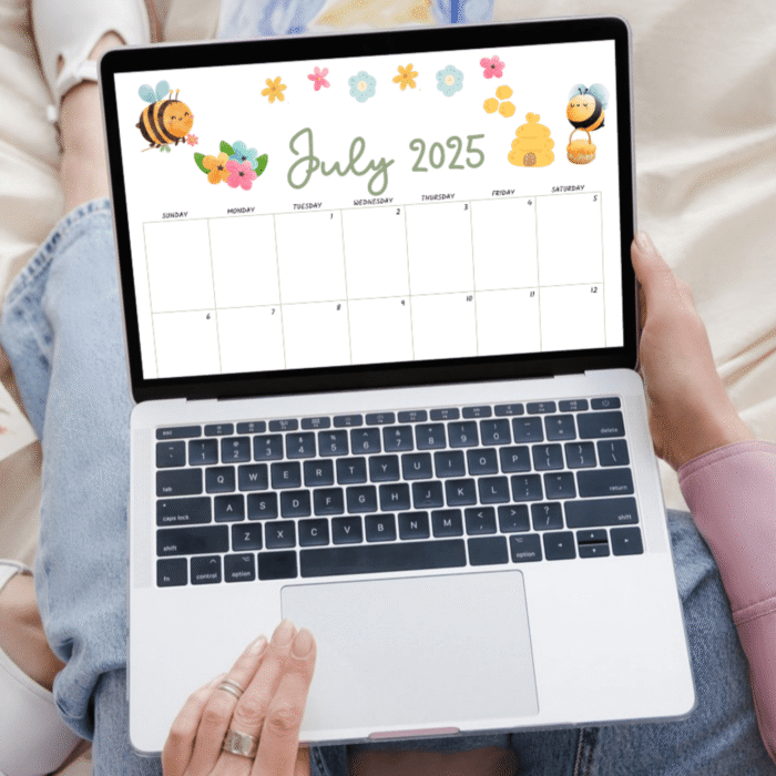 Bee July 2025 Printable Calendar ? Cute Summer Planner, US Letter, Fillable PDF - Image 5
