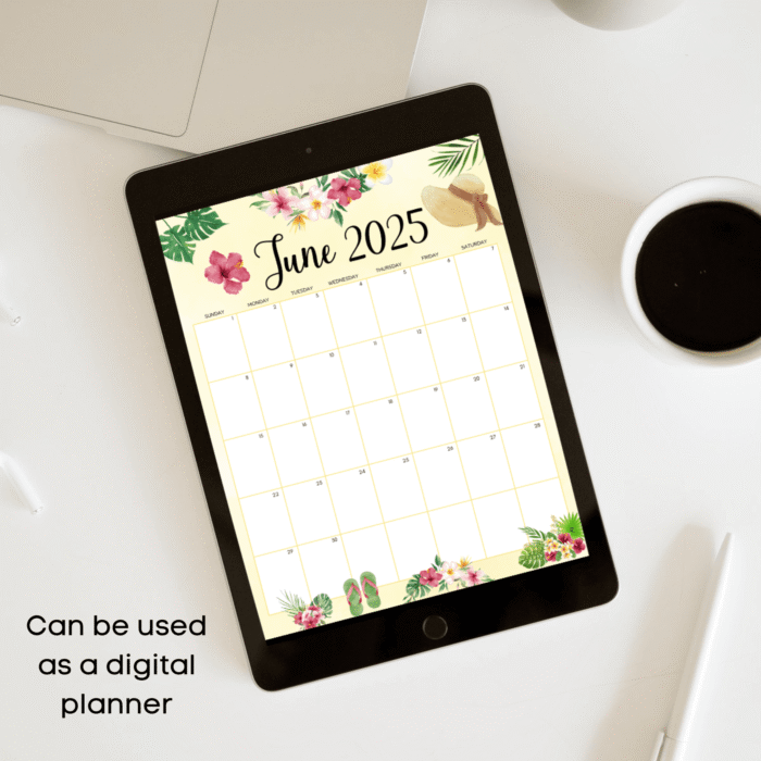June 2025 Tropical Printable Calendar - Image 4