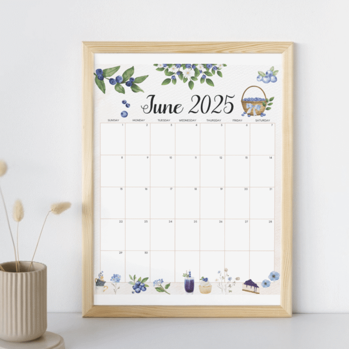 June 2025 Blueberry Printable Calendar - Image 6