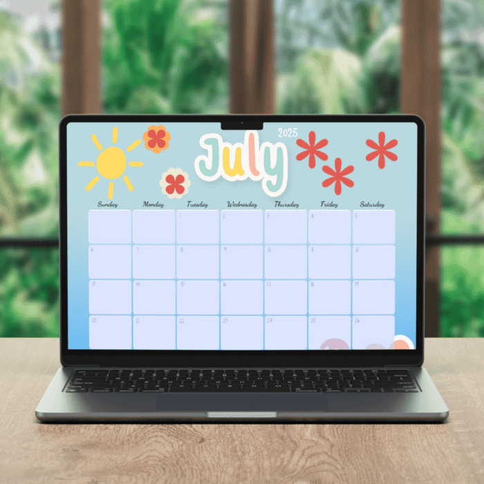 July 2025 Cute Summer Calendar ? Printable & Fillable PDF for Kids & Families - Image 4