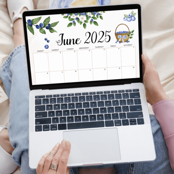 June 2025 Blueberry Printable Calendar - Image 3
