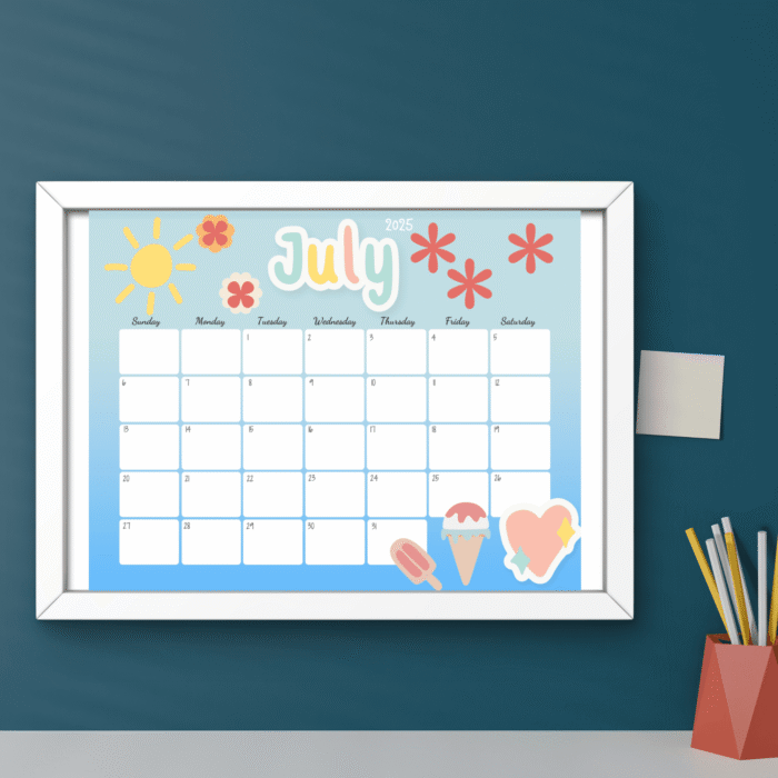 July 2025 Cute Summer Calendar ? Printable & Fillable PDF for Kids & Families - Image 6