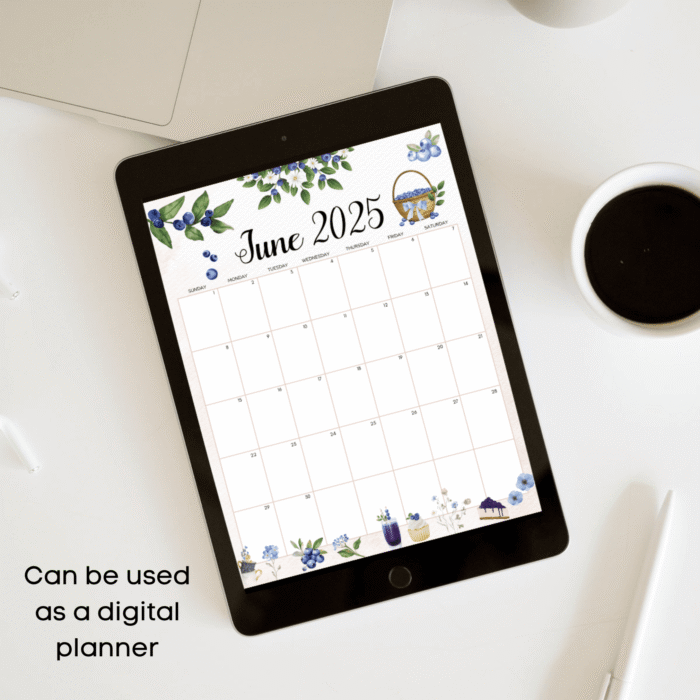 June 2025 Blueberry Printable Calendar - Image 4