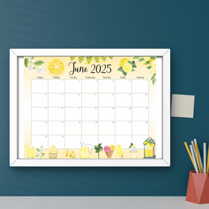 June 2025 Lemon Printable Calendar ? Fillable PDF - Image 6